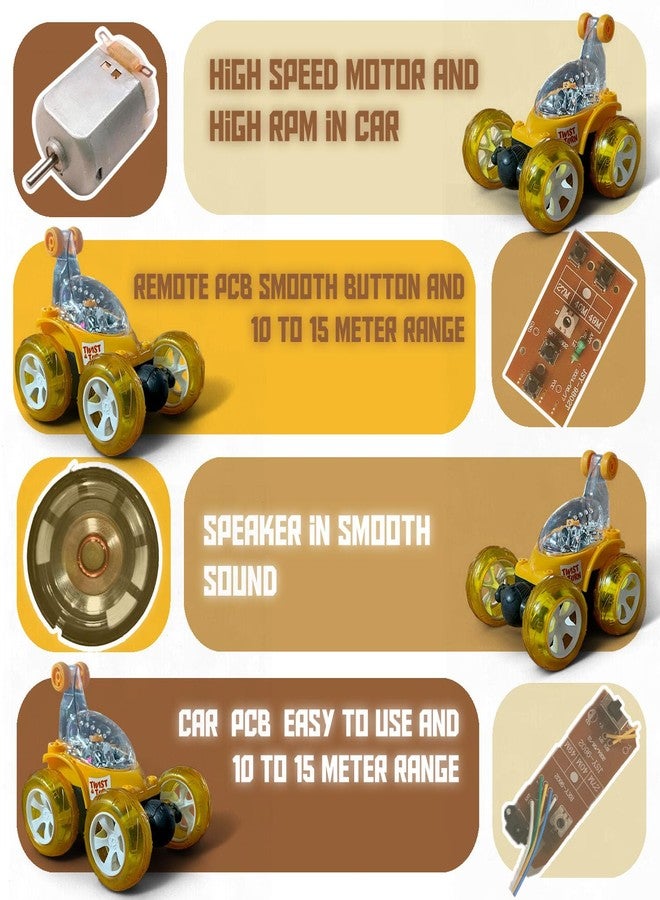 SMART BOY SmartBoy's 360-Degree Rotational High Speed 5 Way Remote Controlled Stunt Car Toy with 3D Lightning and Musical for Boys Girls Kids - Rechargeable with USB Charging Cable(9802,Yellow) - Image 4